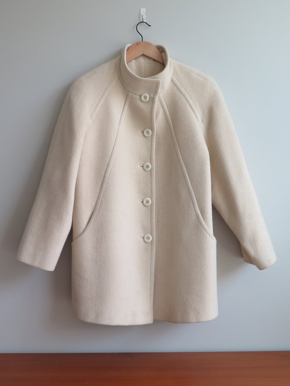 Union Made Vintage Surrey Classics Canada Wool Blend Cream Swing Coat Size 8